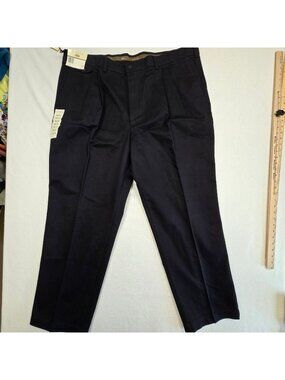 NEW Savane Deep Dye 46W 30L Mens Pleated Classic Fit Black Pants No Wrinkle